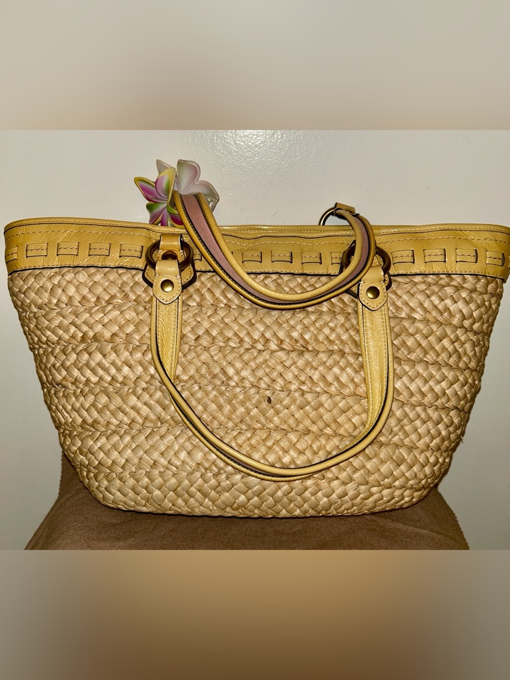 Coach Poppy straw appliqué tote bag. Y2K - Picture 3 of 11
